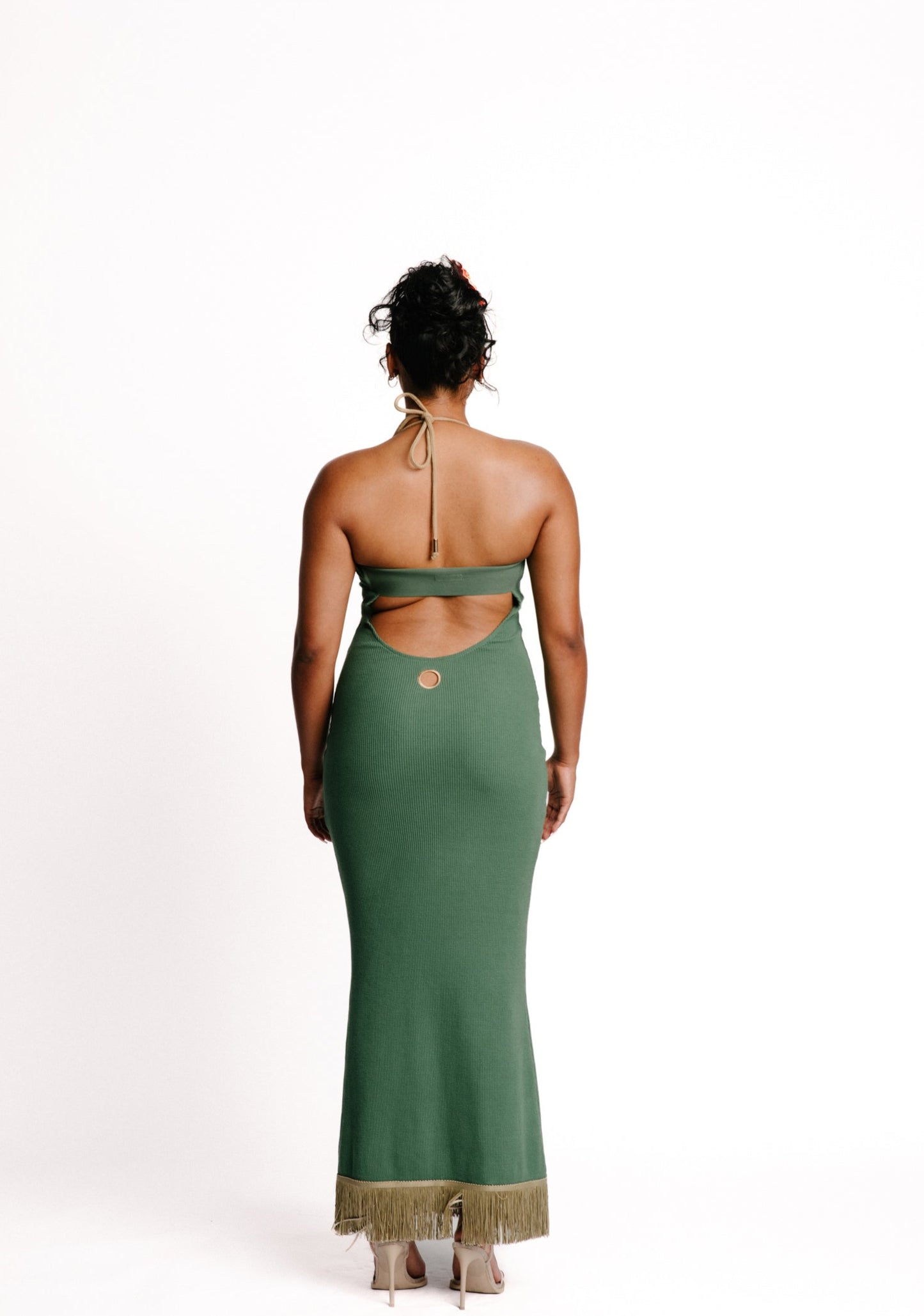 The Azalea dress in Teal Green & Taupe | Pre-Order