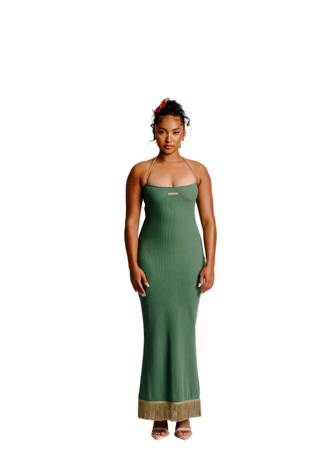 The Azalea dress in Teal Green & Taupe | Pre-Order